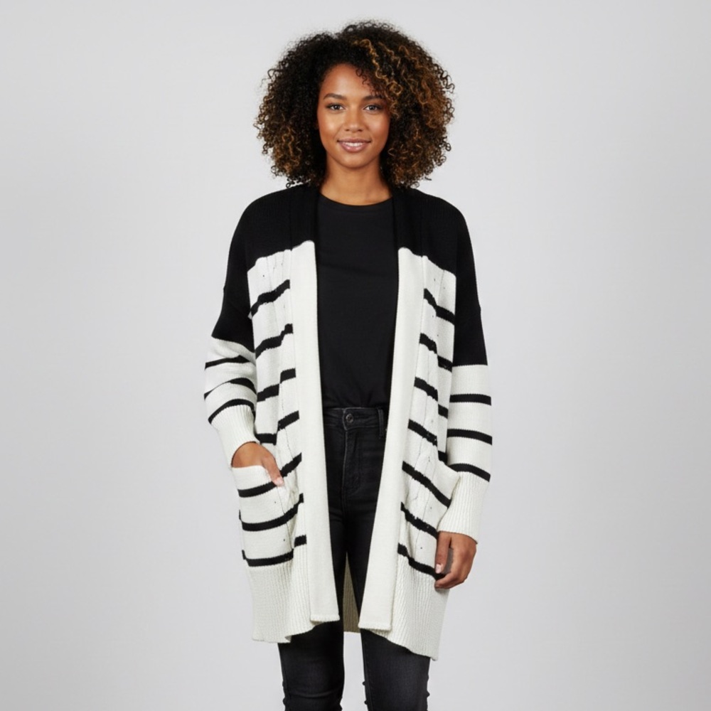 MILL & ROW STRIPE KNIT‎ Long CARDIGAN